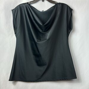 ico Uniforms Black Cowl Neck Sleeveless Blouse Top Sz Large Office Work Style